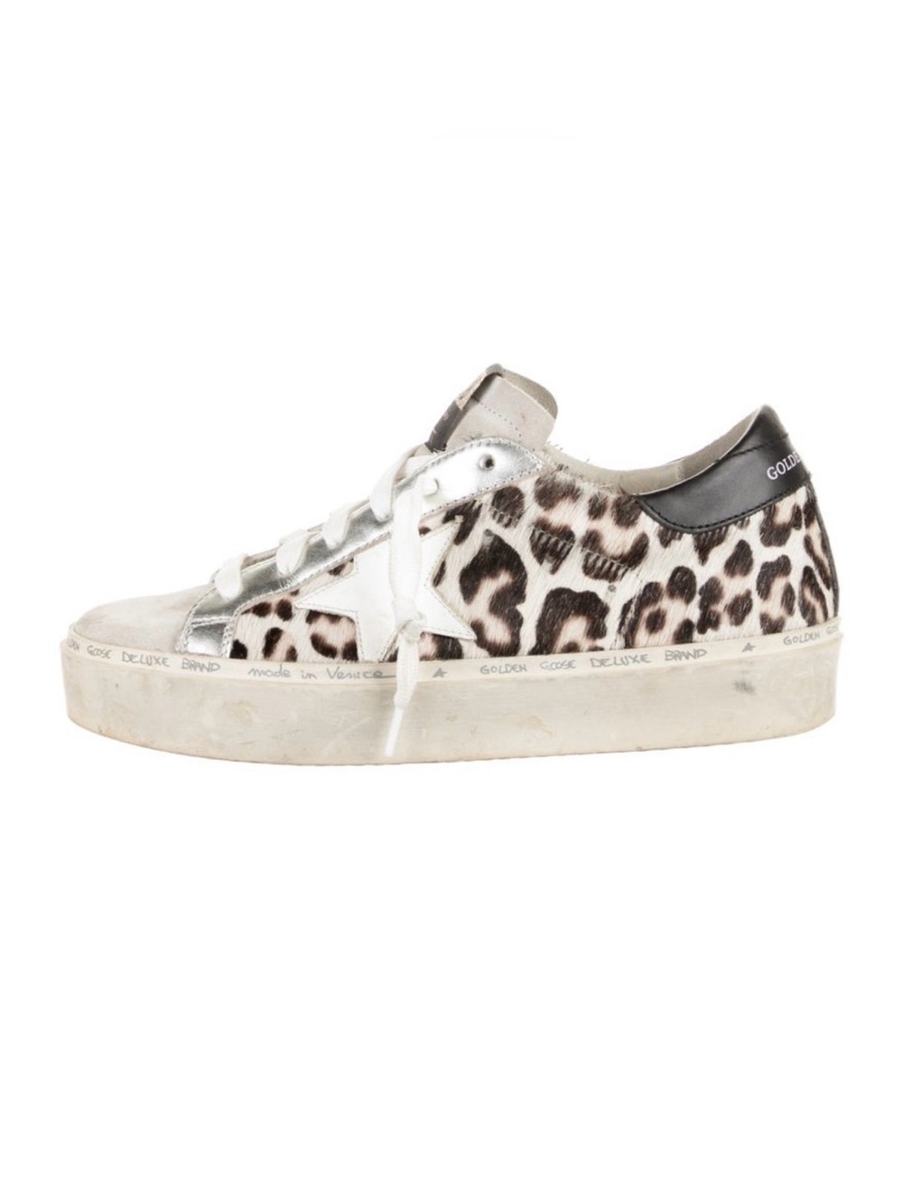 LIKE NEW LIMITED EDITION Golden Goose Leopard Print Ponyhair Hi Star Sneakers